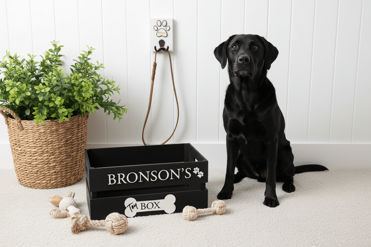 Personalised Wooden Dog Toy Box Crate – Handcrafted Pet Storage - Mac and Lilly