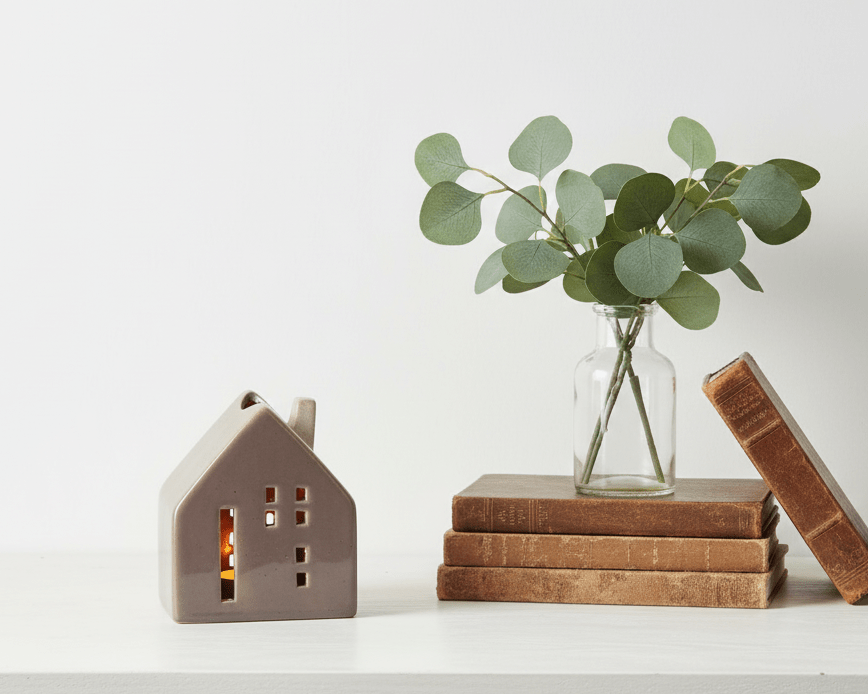 Ceramic Barn House Tea light Holder Rustic Style - Mac and Lilly