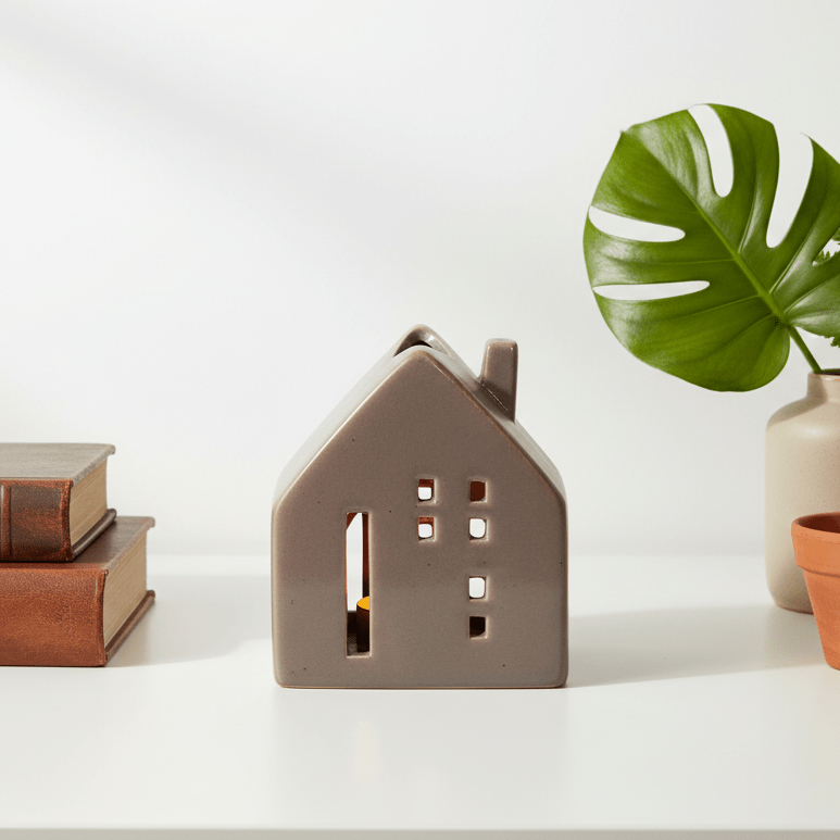 Ceramic Barn House Tea light Holder Rustic Style - Mac and Lilly