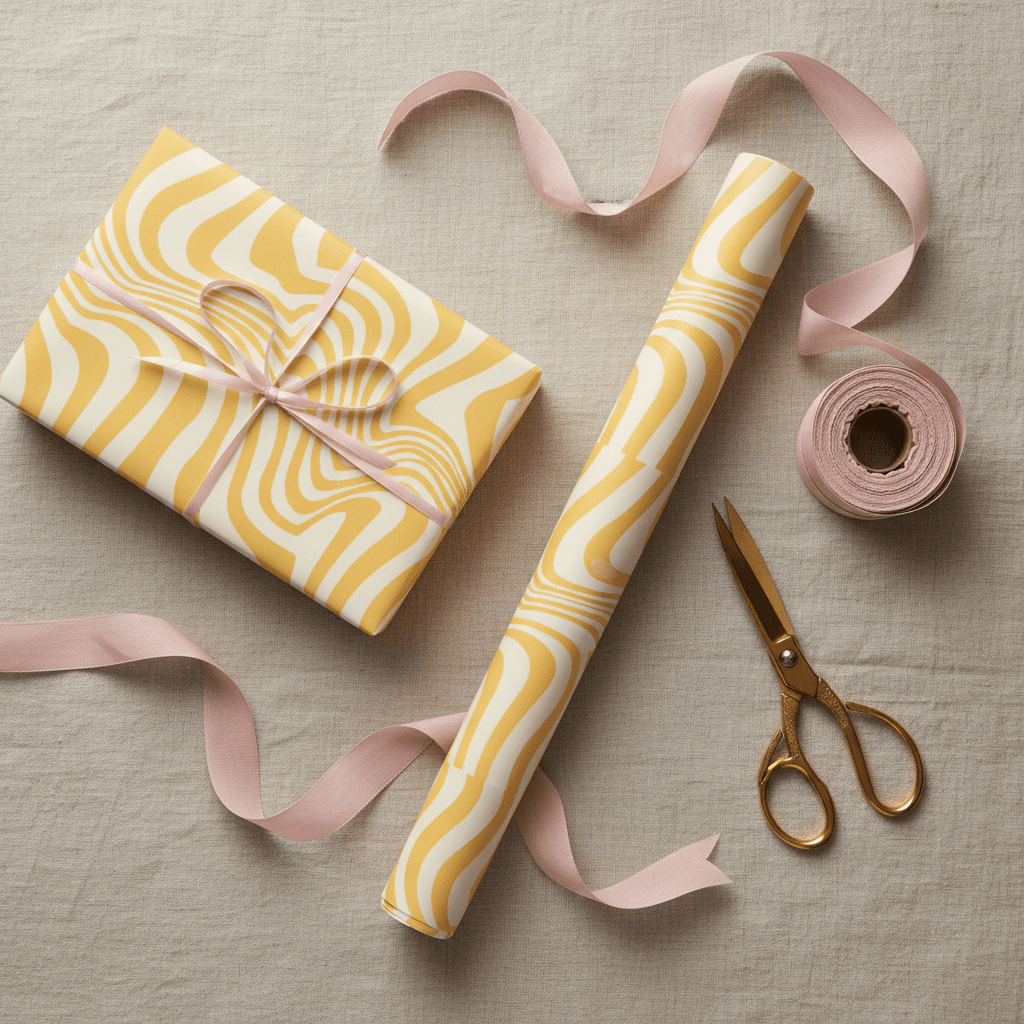Funky Swirl Luxury Gift Wrap Set – Yellow, Pink or Green - Mac and Lilly