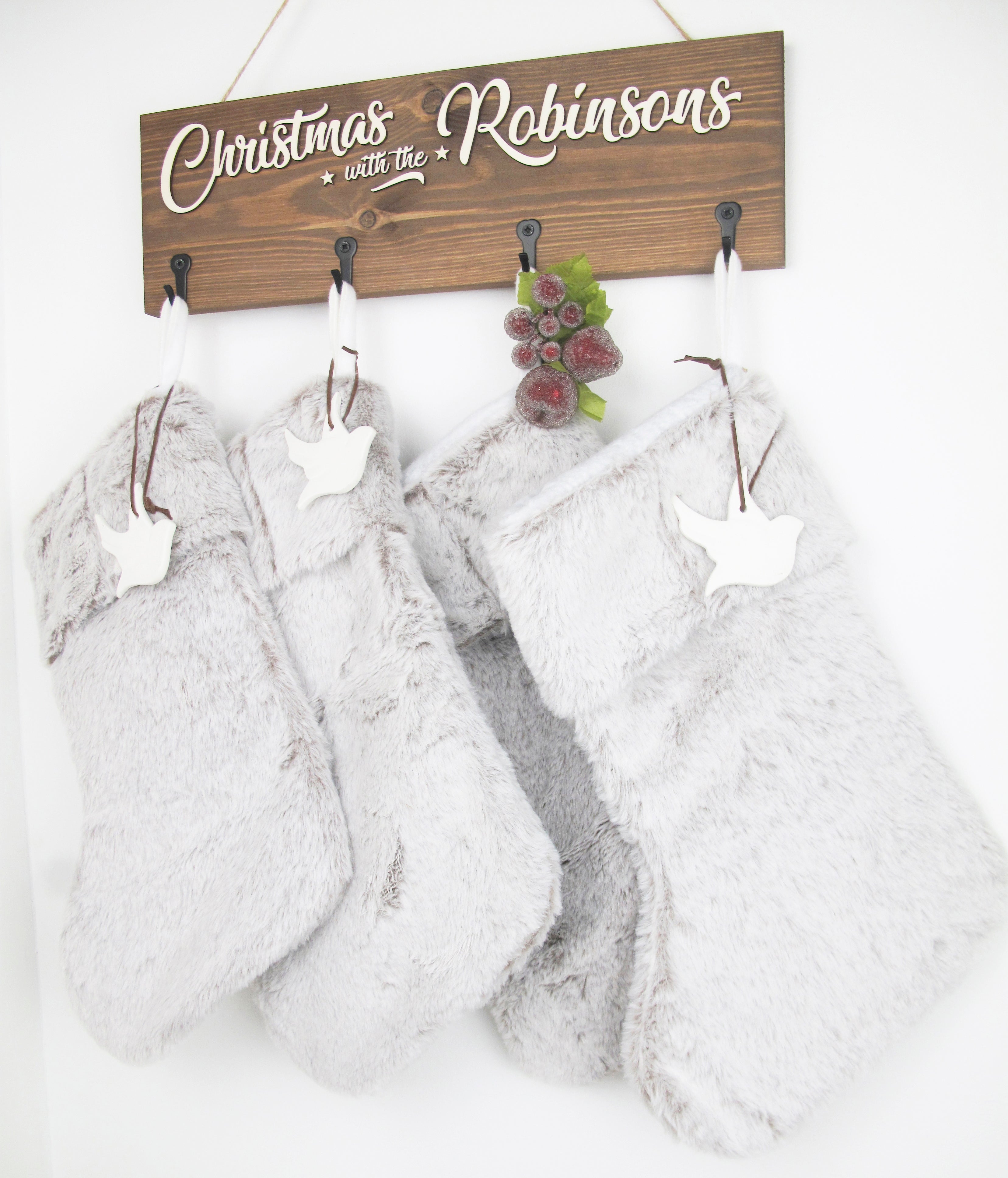 Personalised with Family Name Christmas Stocking Hanger