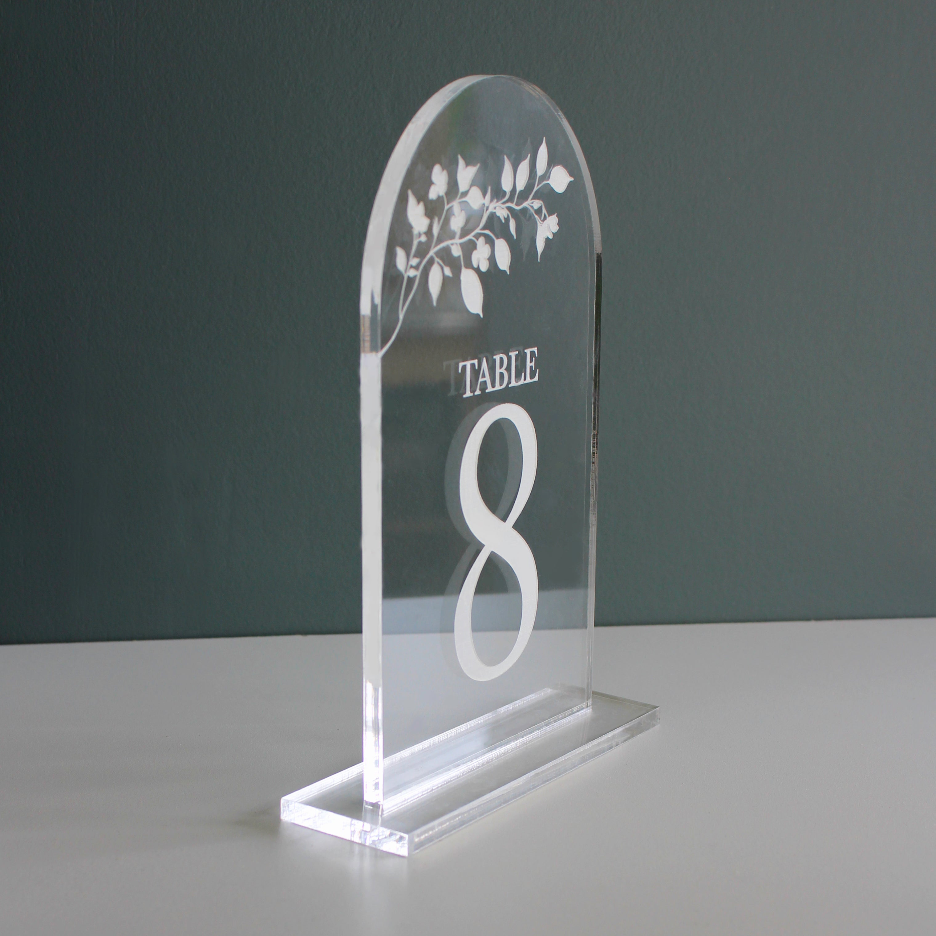 Engraved Leaf Acrylic Wedding Table Numbers