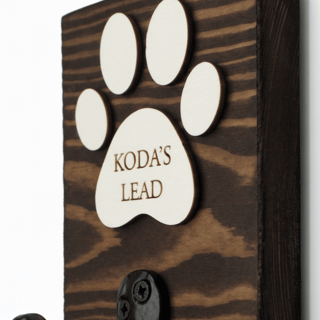 Personalised Single Dog Lead Hook Sign with Engraved Paw - Mac and Lilly