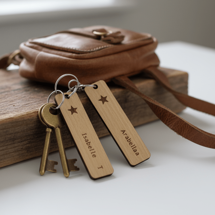 Personalised Name Keyring with icons - Mac and Lilly