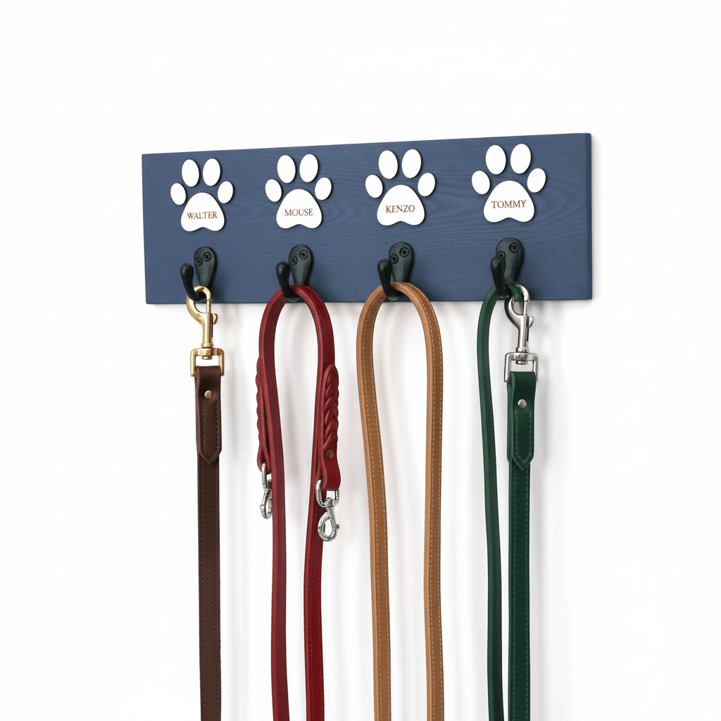 Personalised Dog Lead Hook - 1 to 5 Paws , Custom Colours - Mac and Lilly