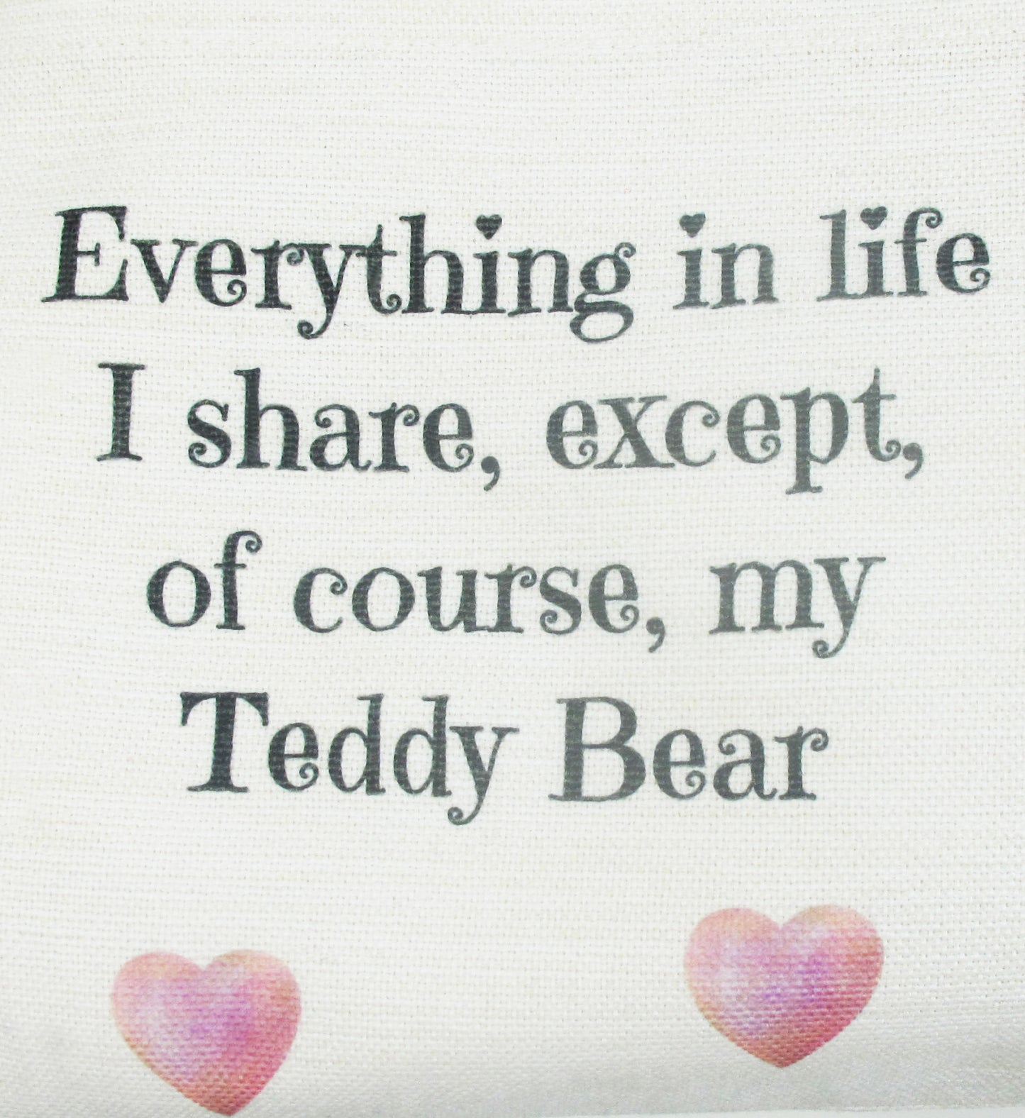 Dreams Pink Heart Cushion with Teddy Bear