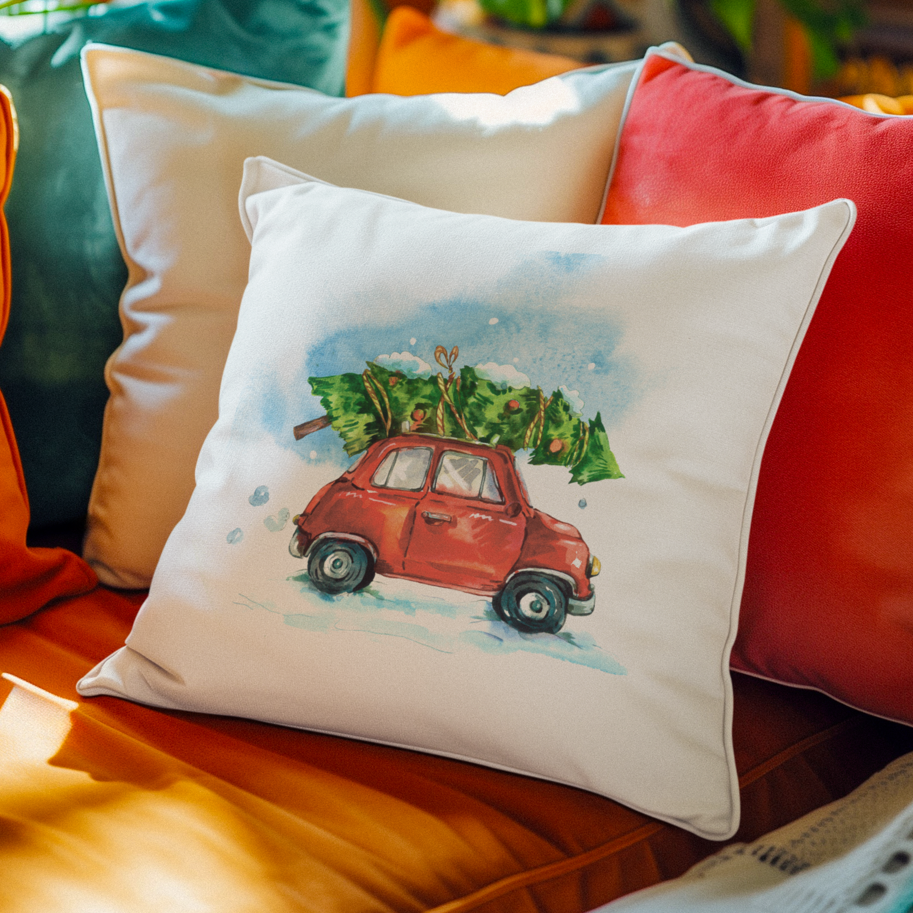 Driving Home for Christmas Car Cushion Cover