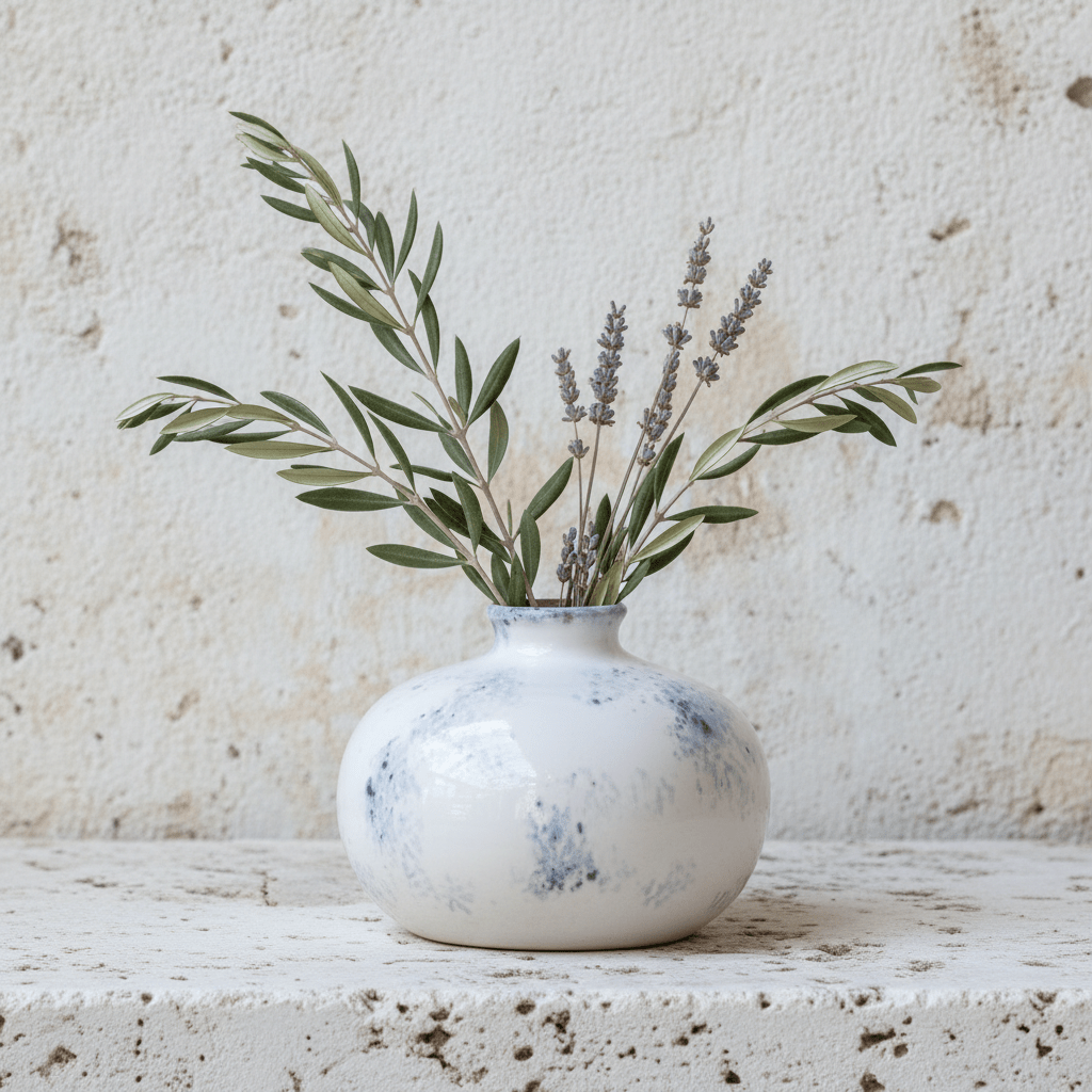 Cassis Short Stem Vase – Blue & White - Mac and Lilly