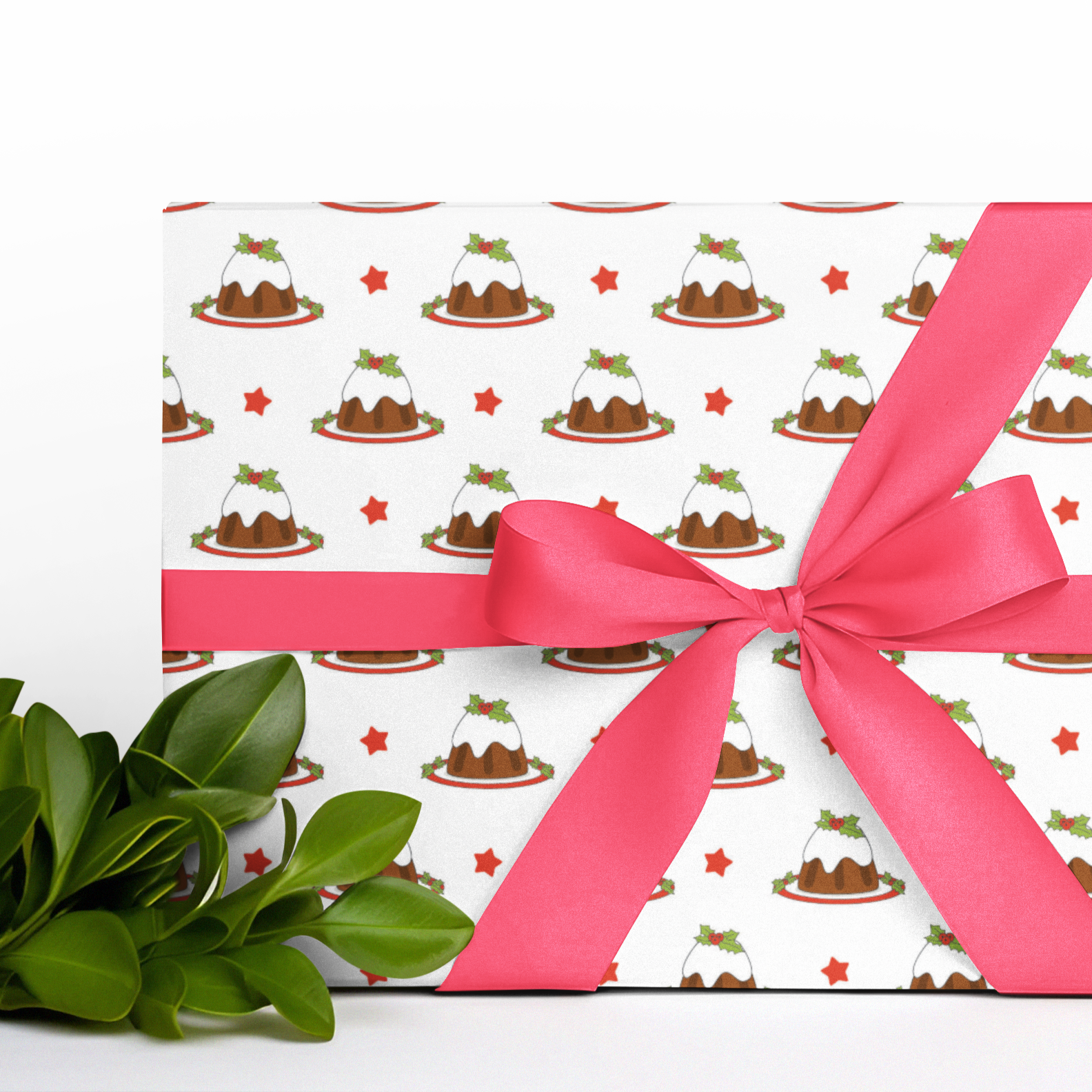 Gift box with a pink ribbon on a white background