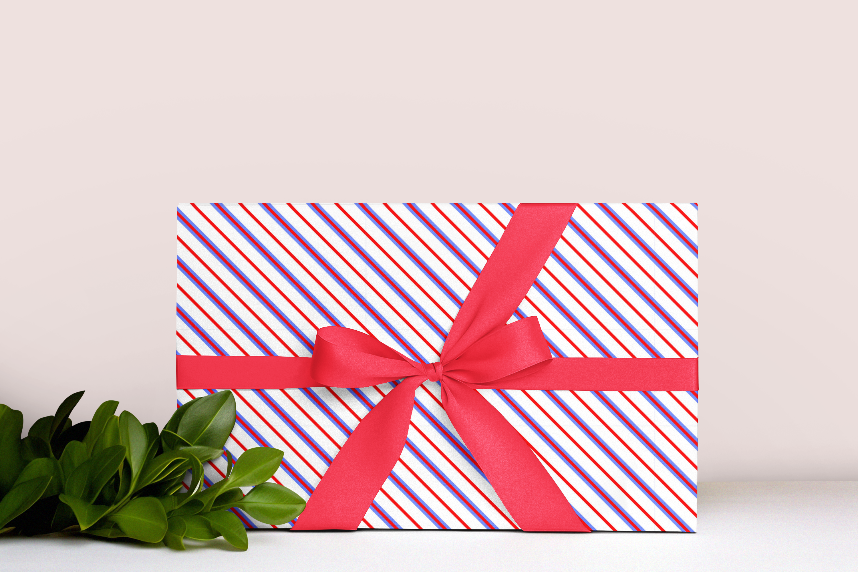 Classic Blue & Red Stripe Luxury Gift Wrap Set