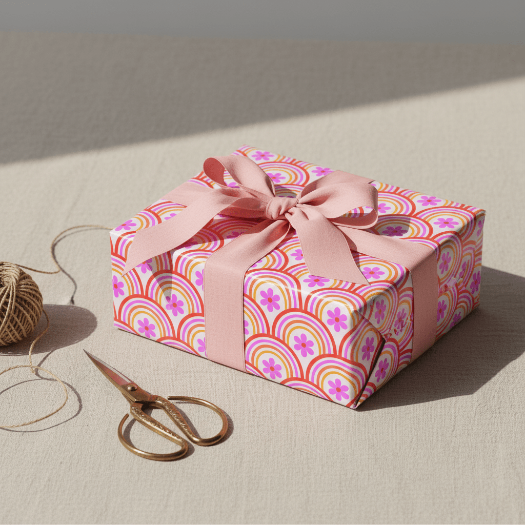 Cosmos Pink Flower Gift Wrap Set - Mac and Lilly