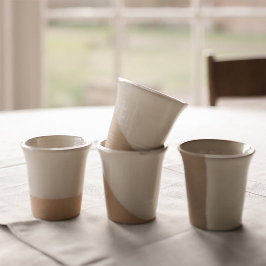 Stoneware Carafe Cup set of Four in  Milk White