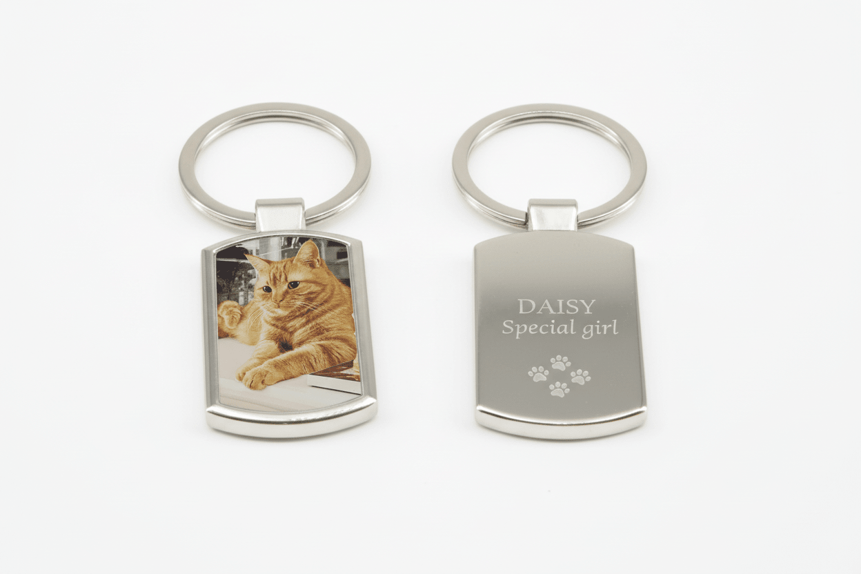Personalised Memorial Pet Keyring with Photo - Mac and Lilly