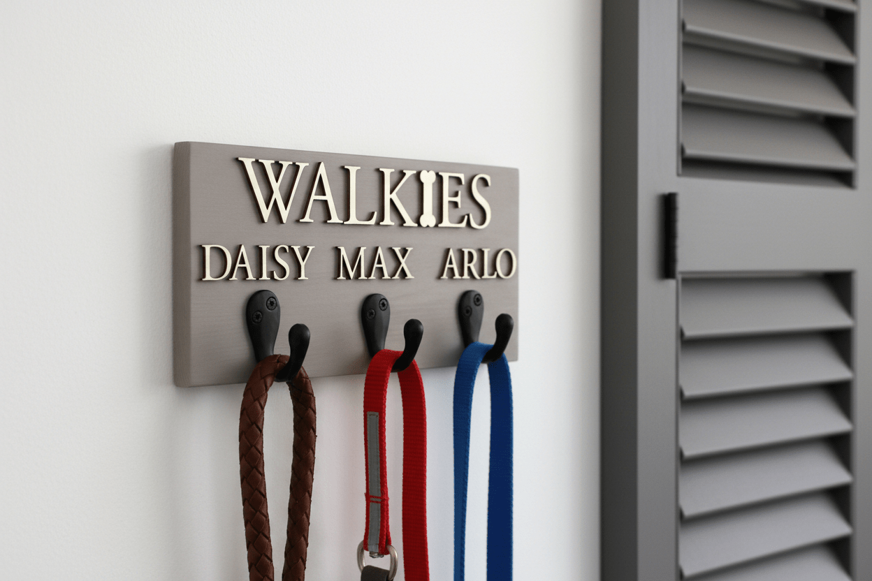 Personalised Dog Lead Hook | Solid Wood | Curated Painted Collection - Mac and Lilly