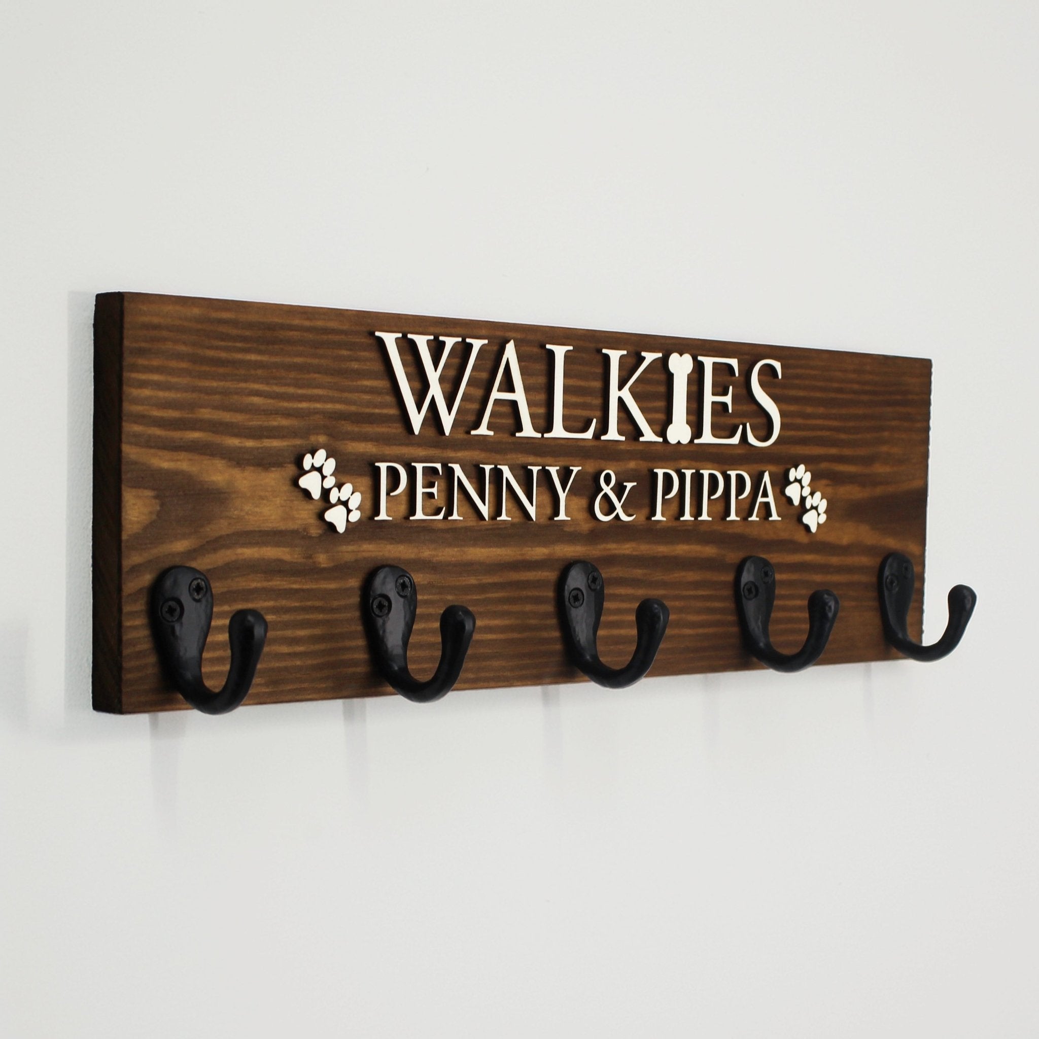 Personalised 'WALKIE'S' Dog Lead Hook - Mac and Lilly