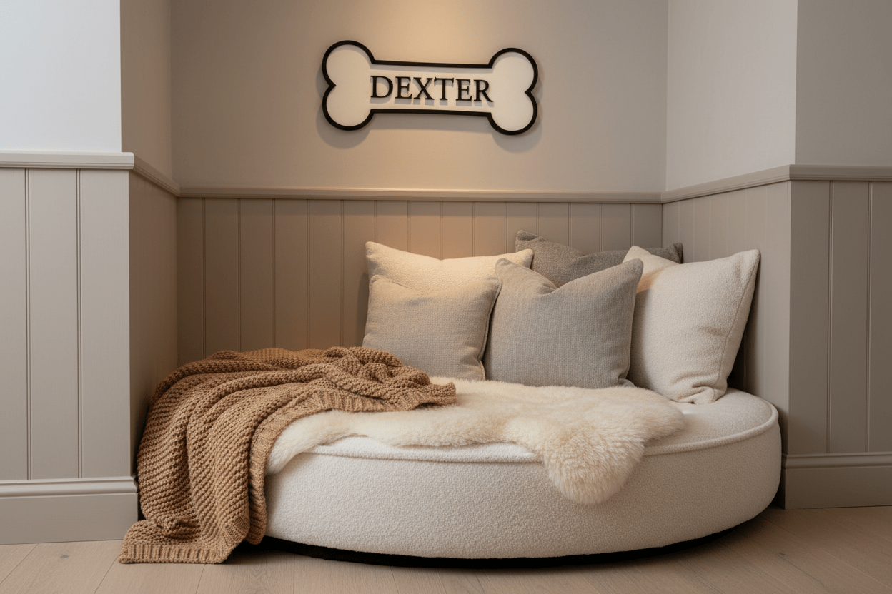 Personalised Dog Name Sign – Bone Shape (Wall or Crate) - Mac and Lilly