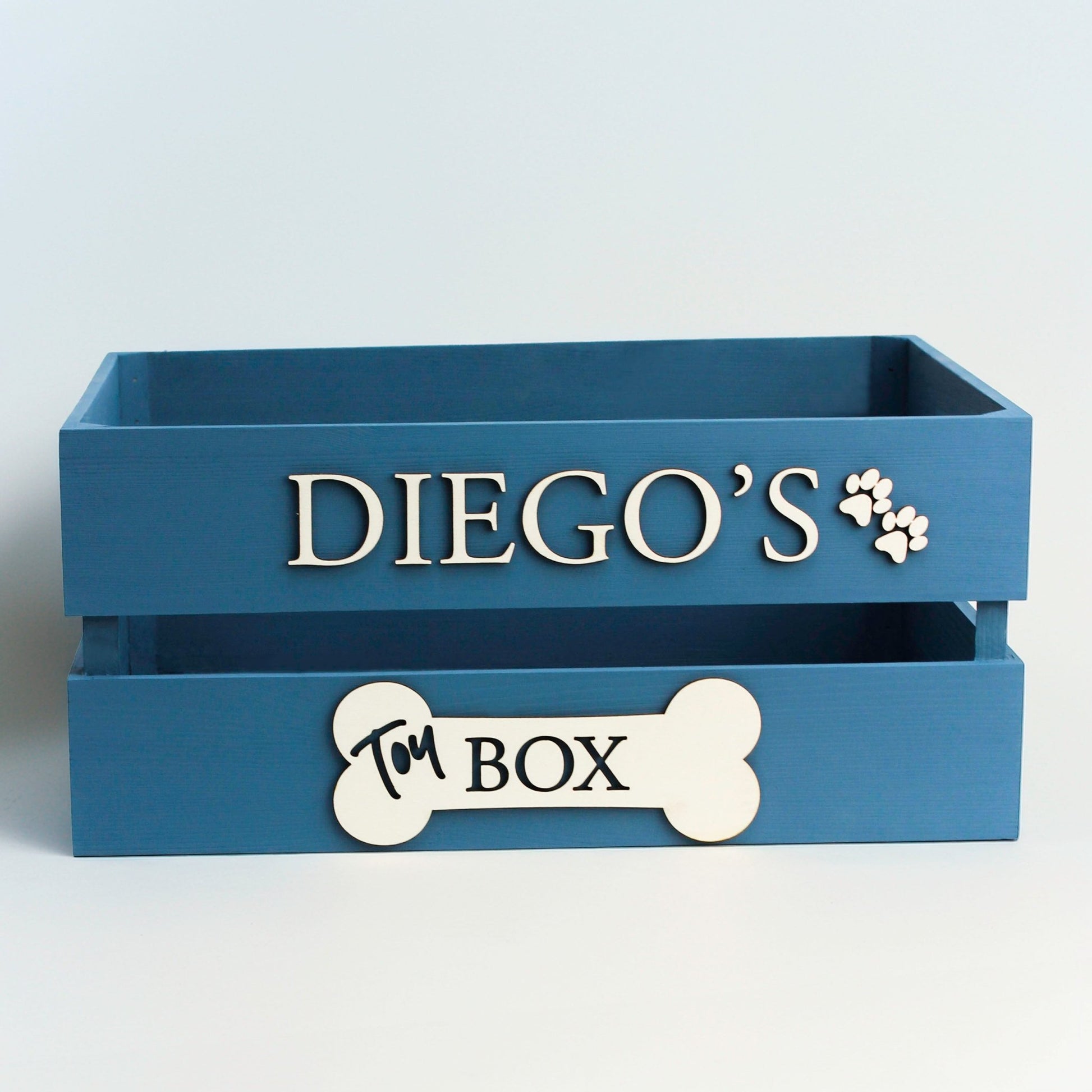 Personalised Wooden Pet Toy Box - Mac and Lilly