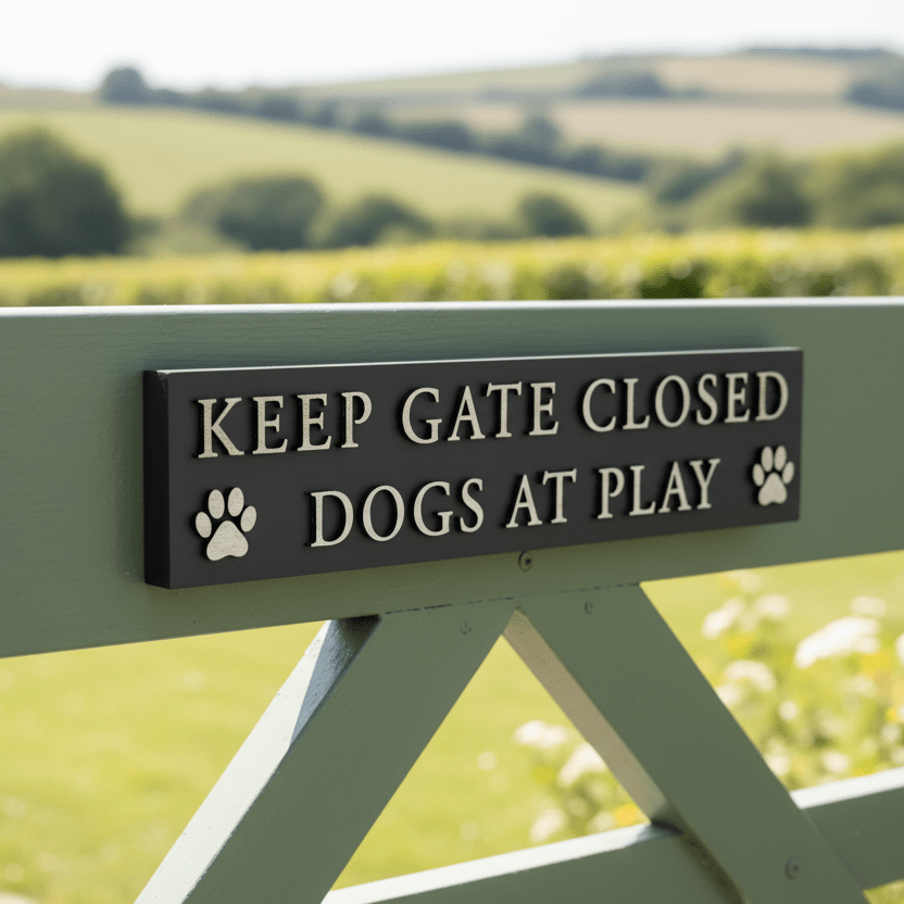 Personalised Gate Sign with Raised Design - 40 x 7cm - Mac and Lilly