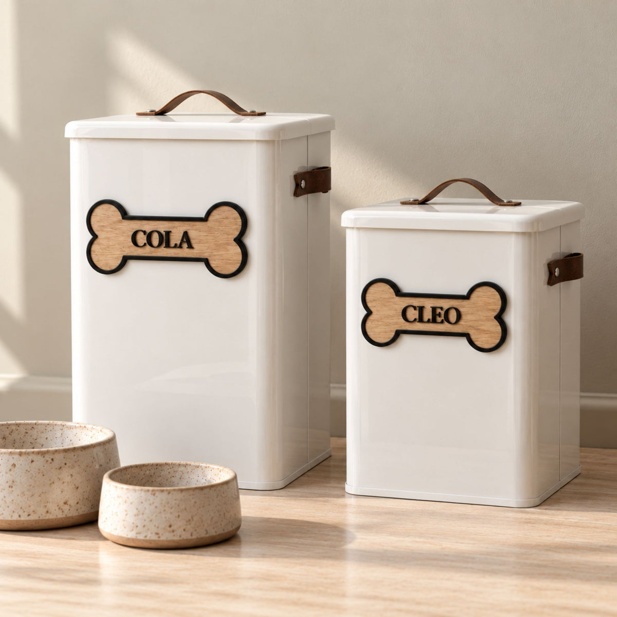 Personalised Pet Food Bin with Scoop – Medium or Large with Scoop - Mac and Lilly