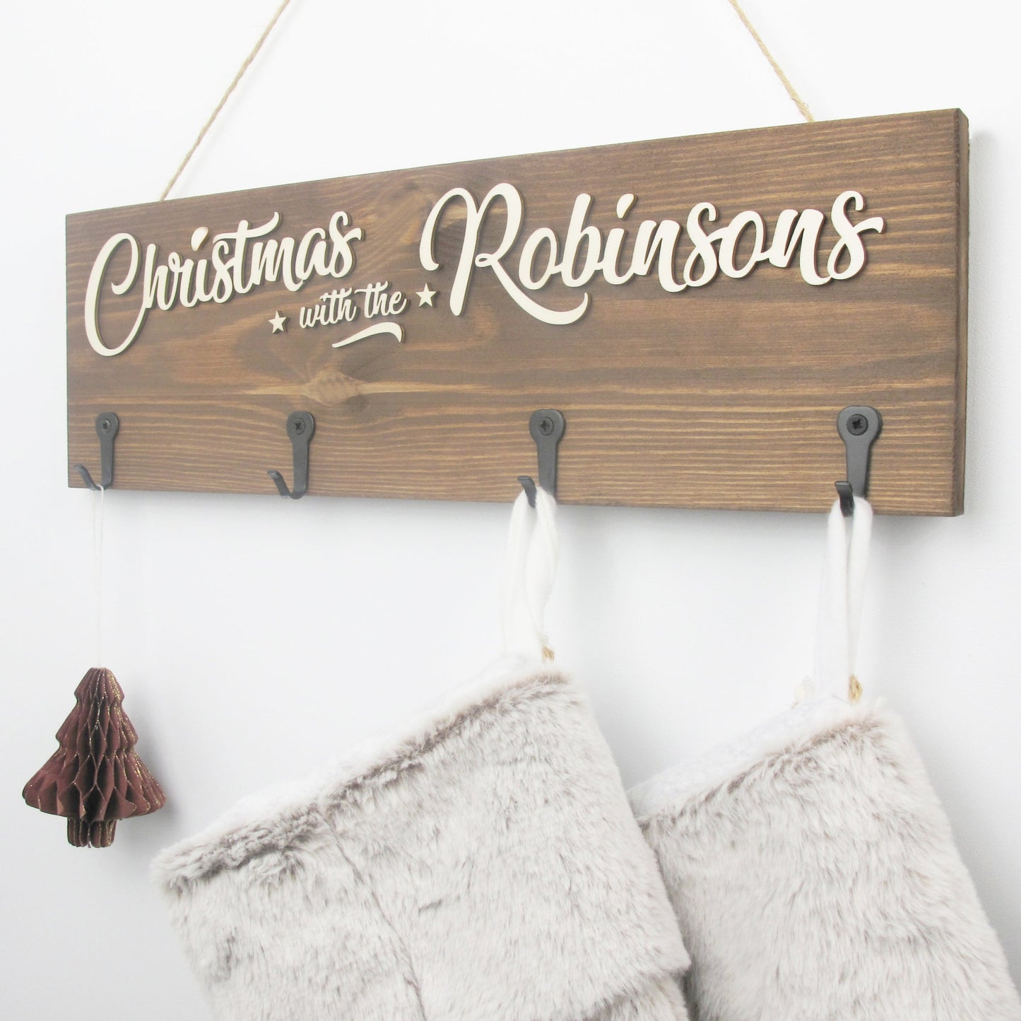 Personalised with Family Name Christmas Stocking Hanger