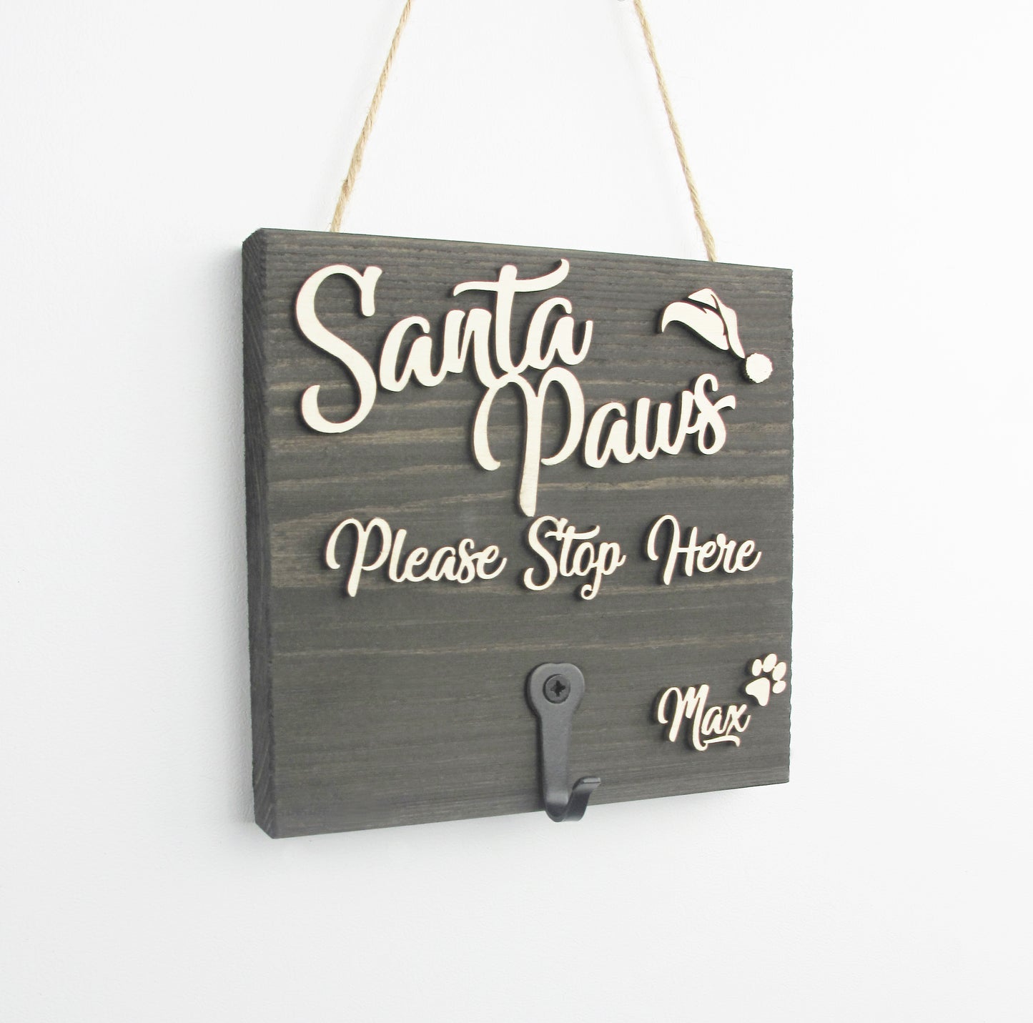 Pets Christmas Stocking Hanger -'Santa Paws Please Stop Here'