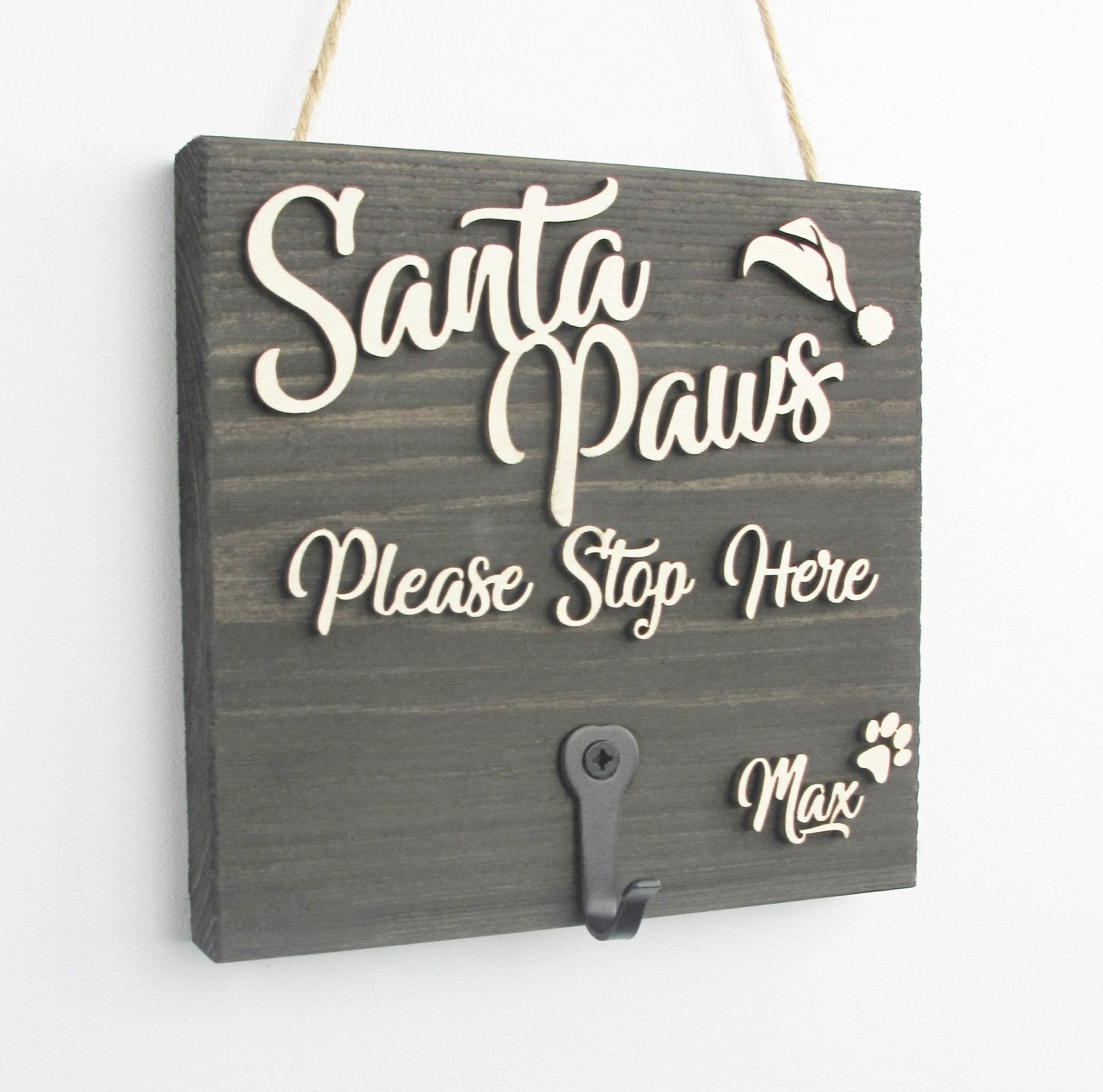 Pets Christmas Stocking Hanger - 'Santa Paws Please Stop Here' - Mac and Lilly