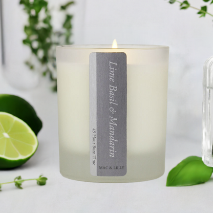 Lime Basil and Mandarin Soy Wax Scented Candle - 45 Hours Burn Time