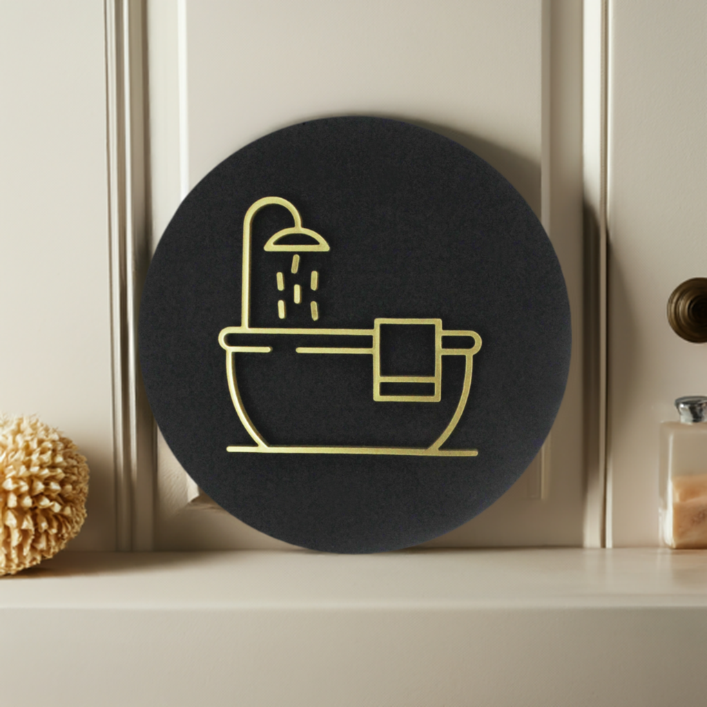 Bathroom Bath Design, Door Plaque - Available in Two Sizes