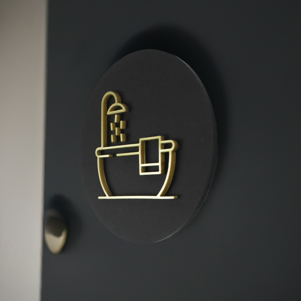 Bathroom Bath Design, Door Plaque - Available in Two Sizes