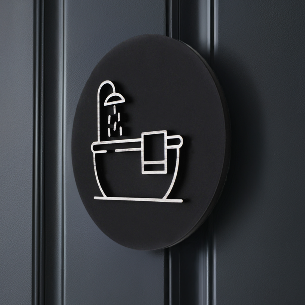 Bathroom Bath Design, Door Plaque - Available in Two Sizes