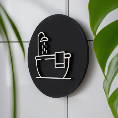 Bathroom Bath Design, Door Plaque - Available in Two Sizes