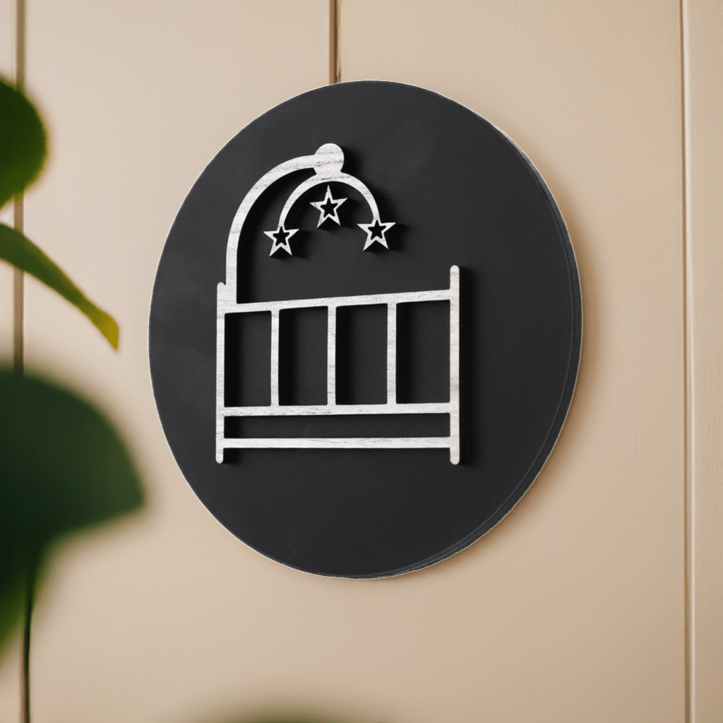 Baby Room Cot with Mobile Door Plaque – Available in Two Sizes - Mac and Lilly