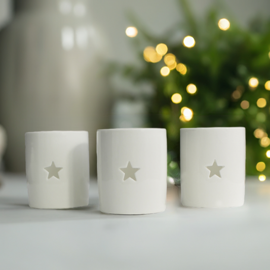 Star  White Tea Light Holders