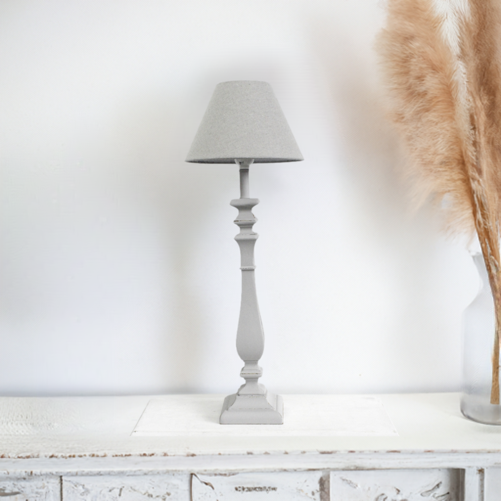 Colonial French Grey Table Lamp with Shade