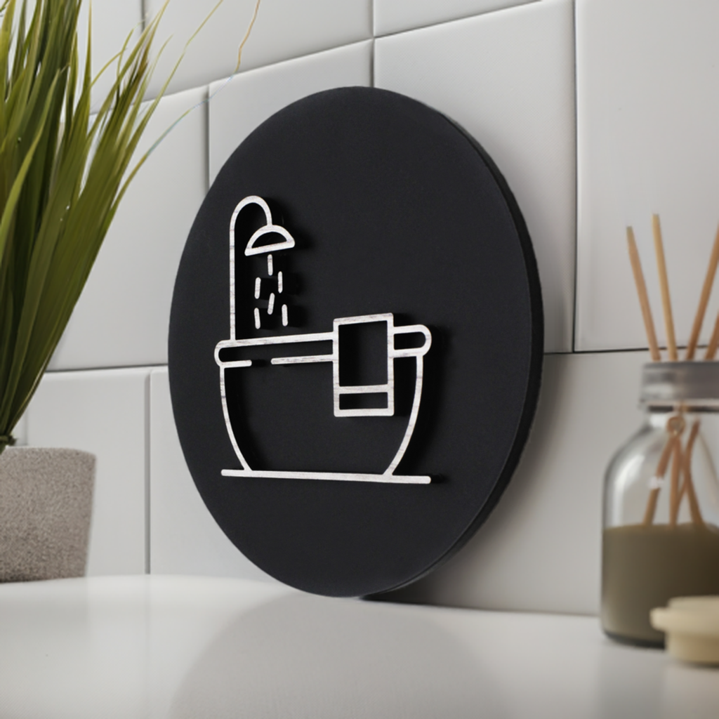 Bathroom Bath Design, Door Plaque - Available in Two Sizes