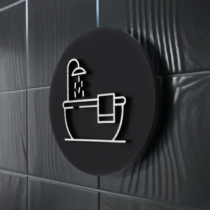 Bathroom Bath Design, Door Plaque - Available in Two Sizes