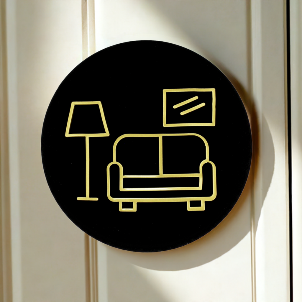 Living Room, Door Plaque - Available in Two Sizes