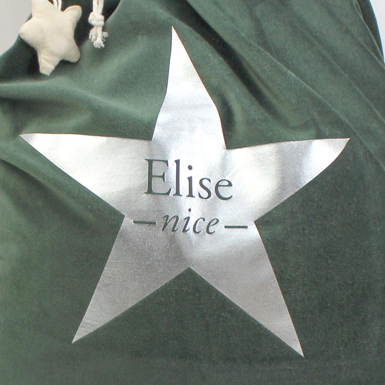 Large Personalised Velvet Christmas Sack in Green