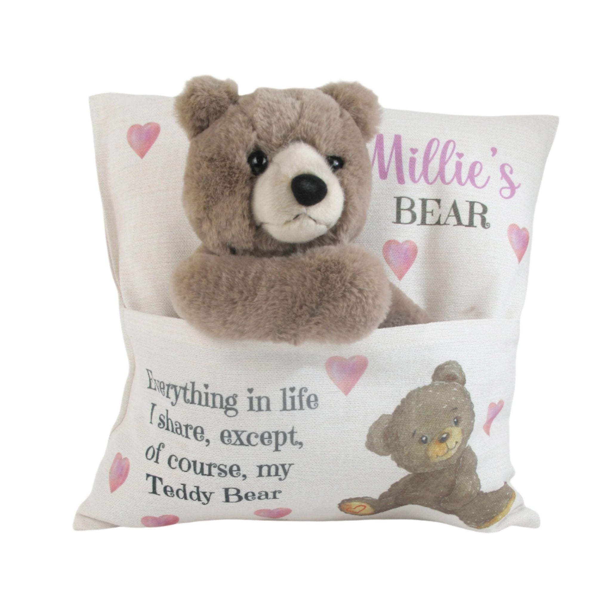Personalised Cushion with Teddy Bear - Mac and Lilly