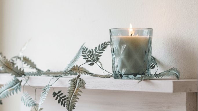 Candle in Glass Votive Smoky Blue - Mac and Lilly