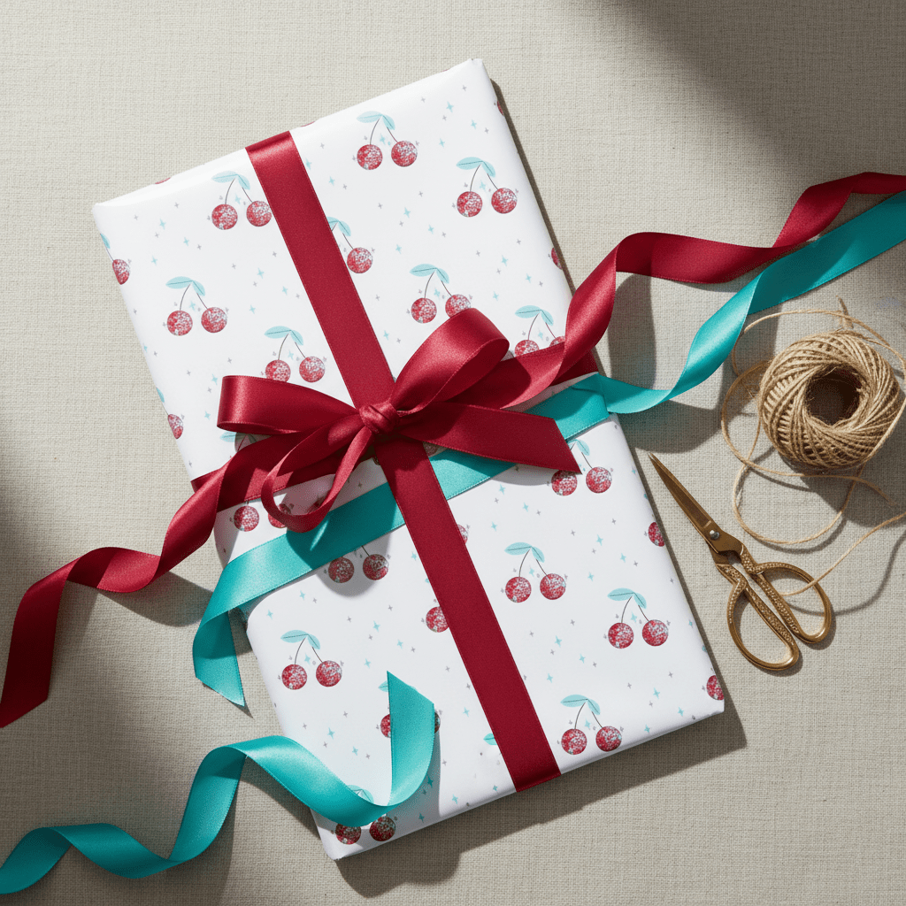 Disco Ball Cherry Wrapping Paper Set - Mac and Lilly