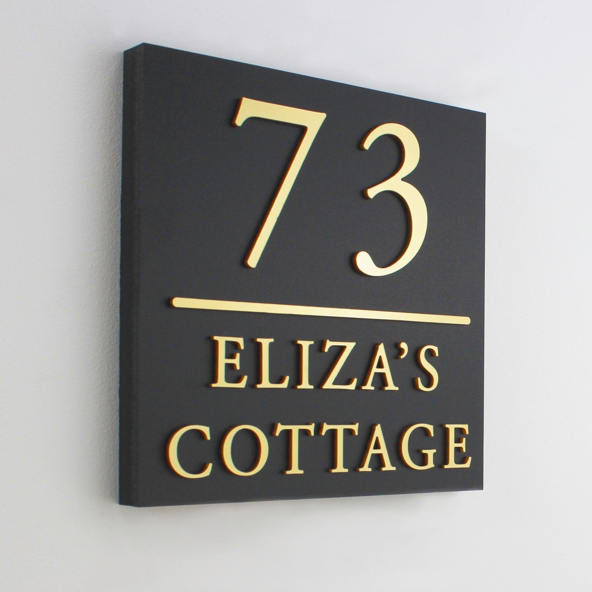 Square Raised Design personalised House Sign with Dividing Line - Mac and Lilly