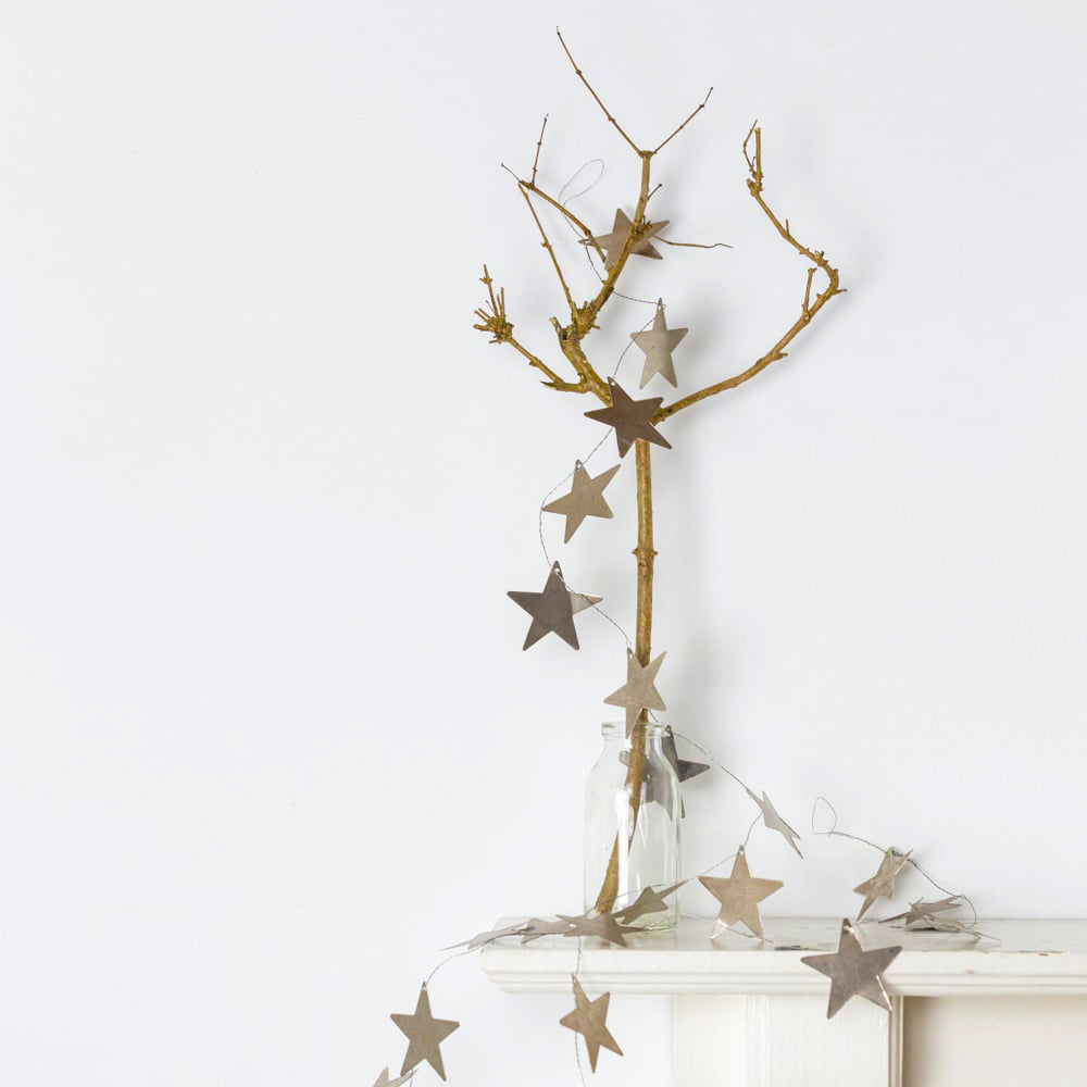 Antique Silver Star Garland – 150cm