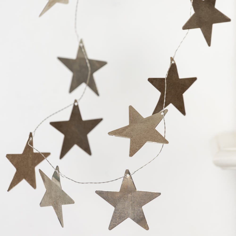 Antique Silver Star Garland – 150cm