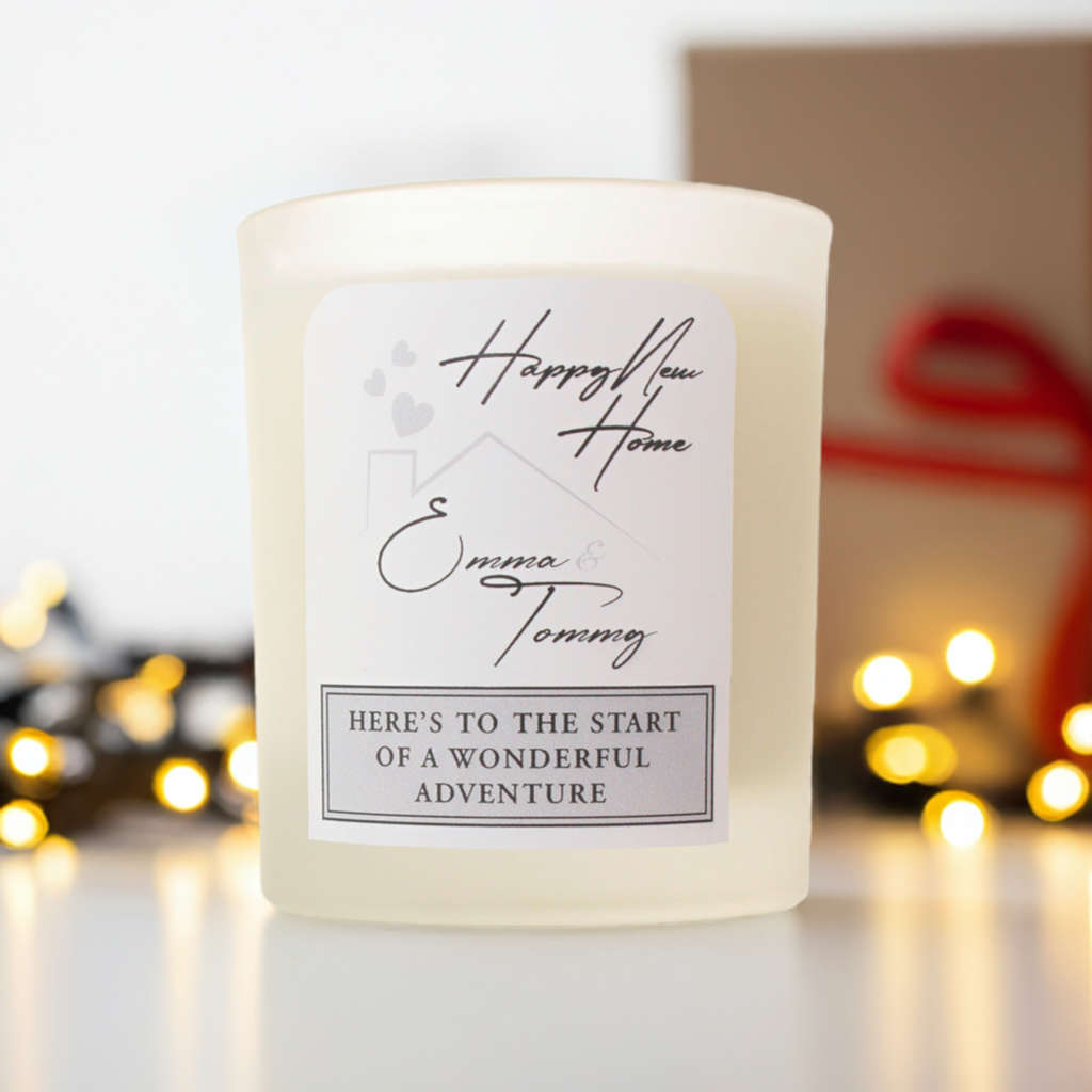 Happy New Home, Personalised Candle - 45 hours Burn Time