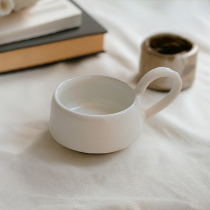 Ceramic Glazed Tea Light Holder with a Handle