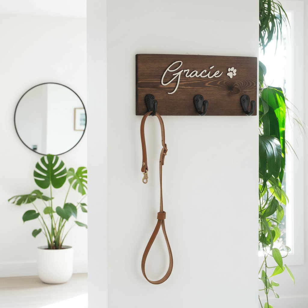 Personalised Dog Name Lead Holder - Script Font - Mac and Lilly