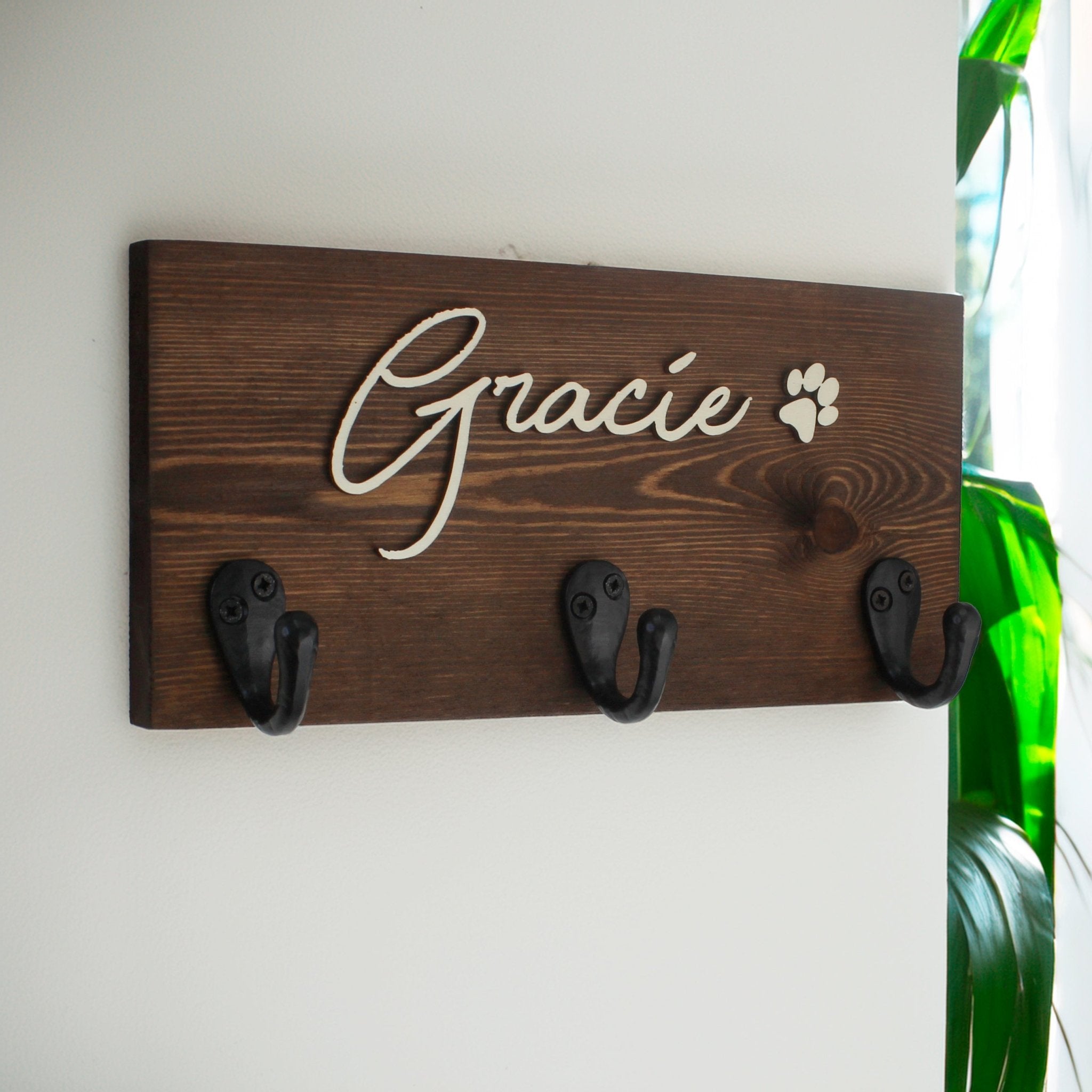 Personalised Dog Name lead Holder - Mac and Lilly