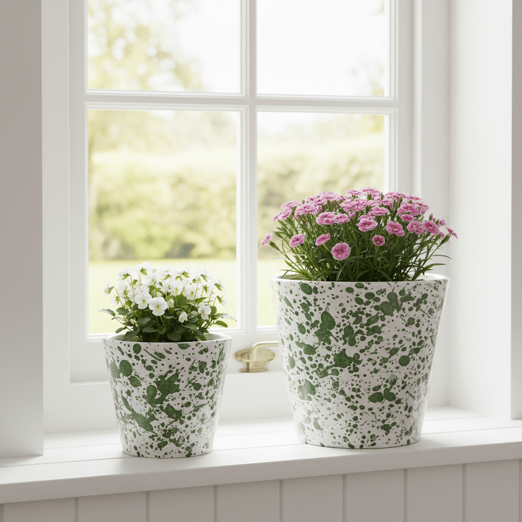 Green Splatter Ceramic Pot - Mac and Lilly