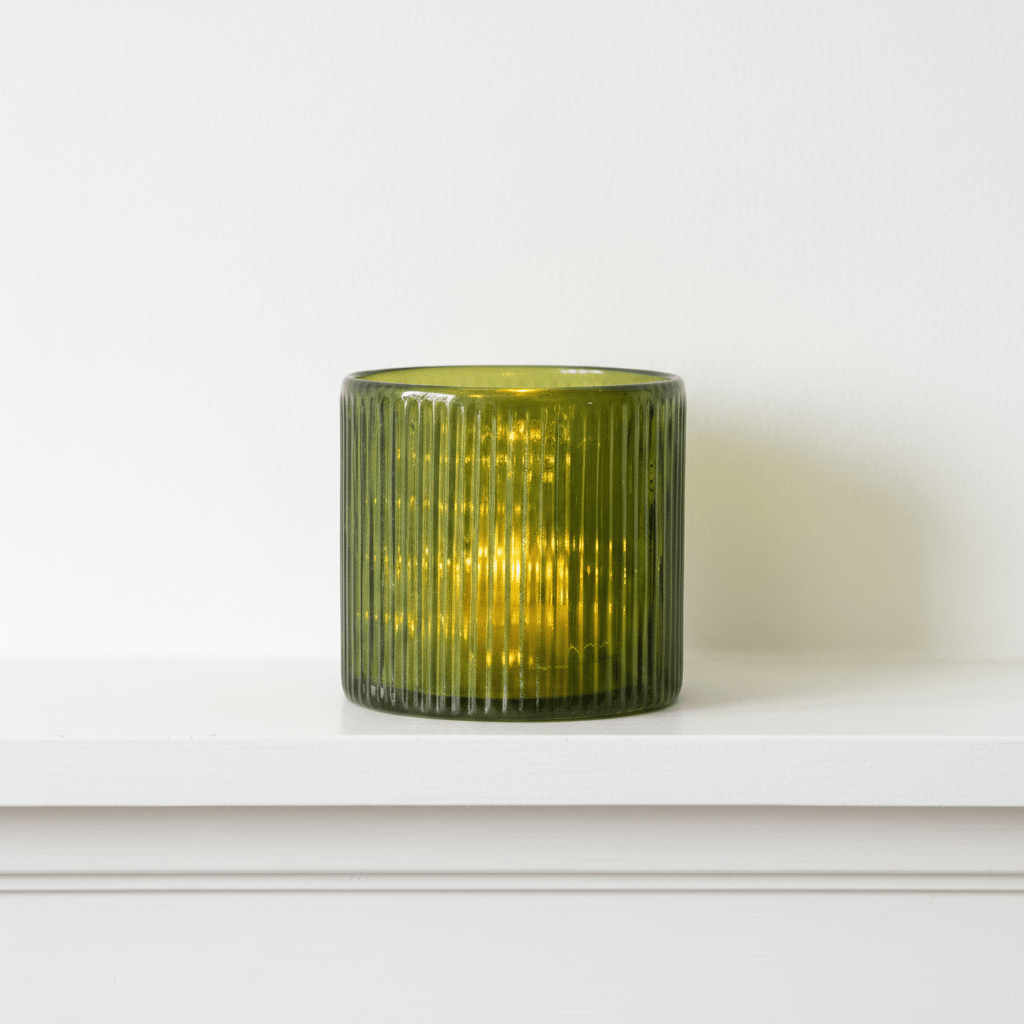 Ribbed Hurricane Glass Vintage Candle Holder - Mac and Lilly